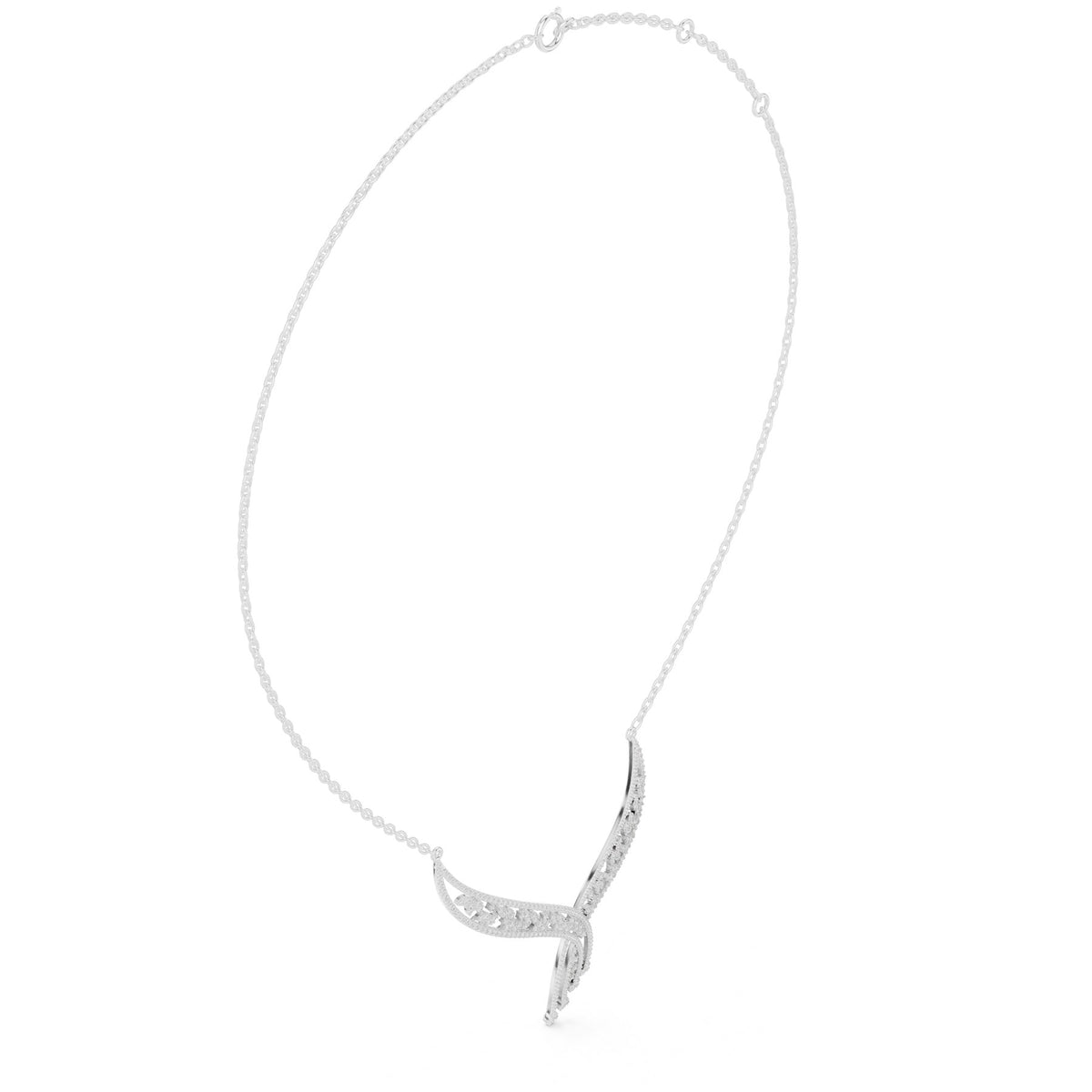 Into The Neckline Pendant in white gold, three-quarter view