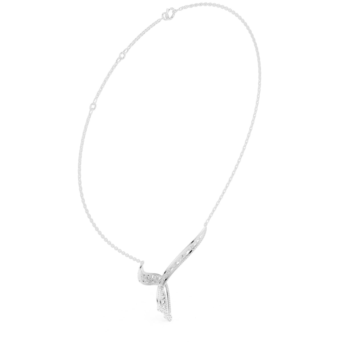 Into The Neckline Pendant in white gold, angled view