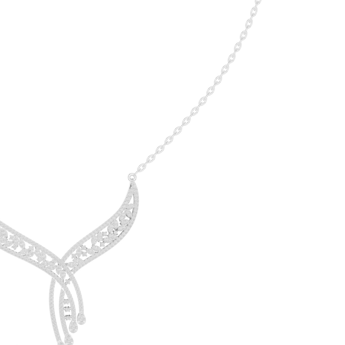 Into The Neckline Pendant in white gold, tassel detail