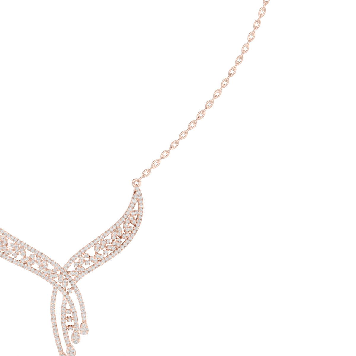 Into The Neckline Pendant in rose gold, tassel detail
