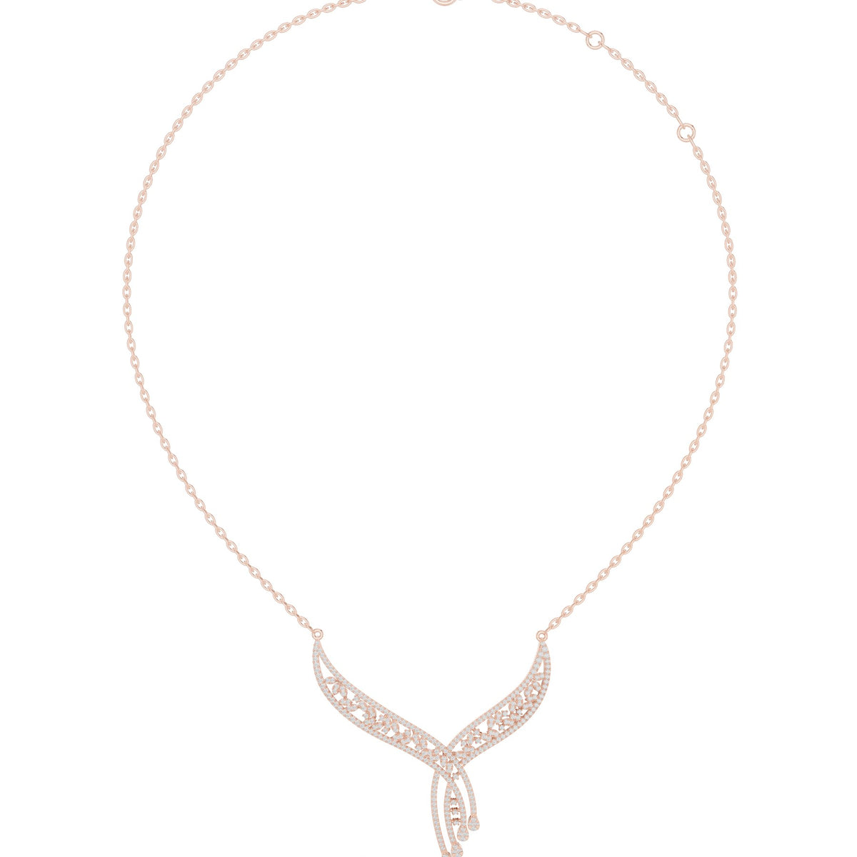Into The Neckline Pendant in rose gold, top view