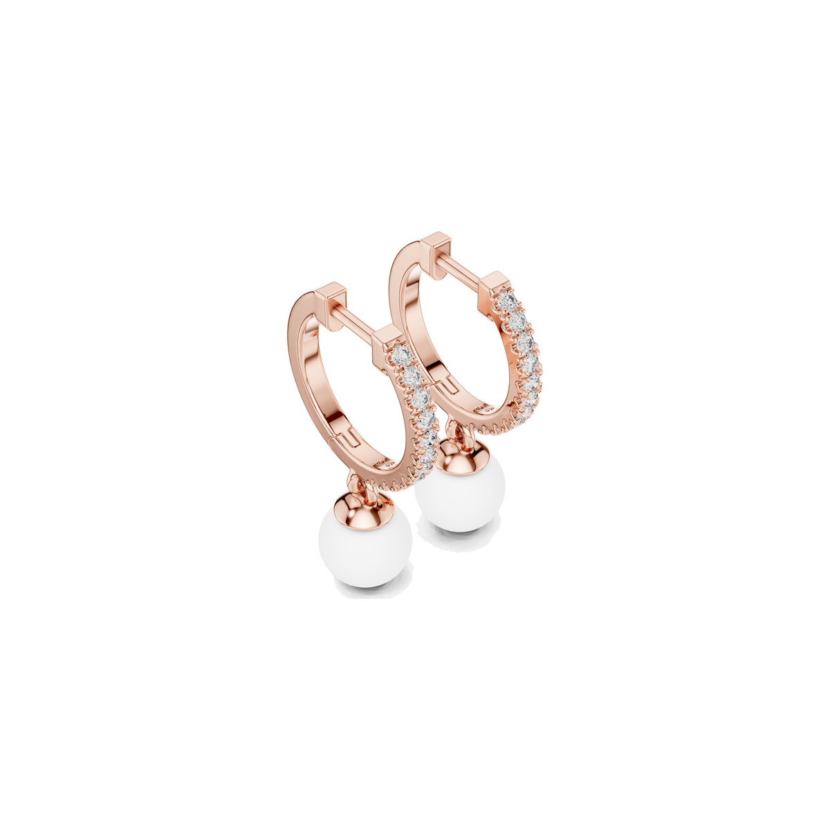 Just Below The Lobe Earrings in rose gold, three-quarter view