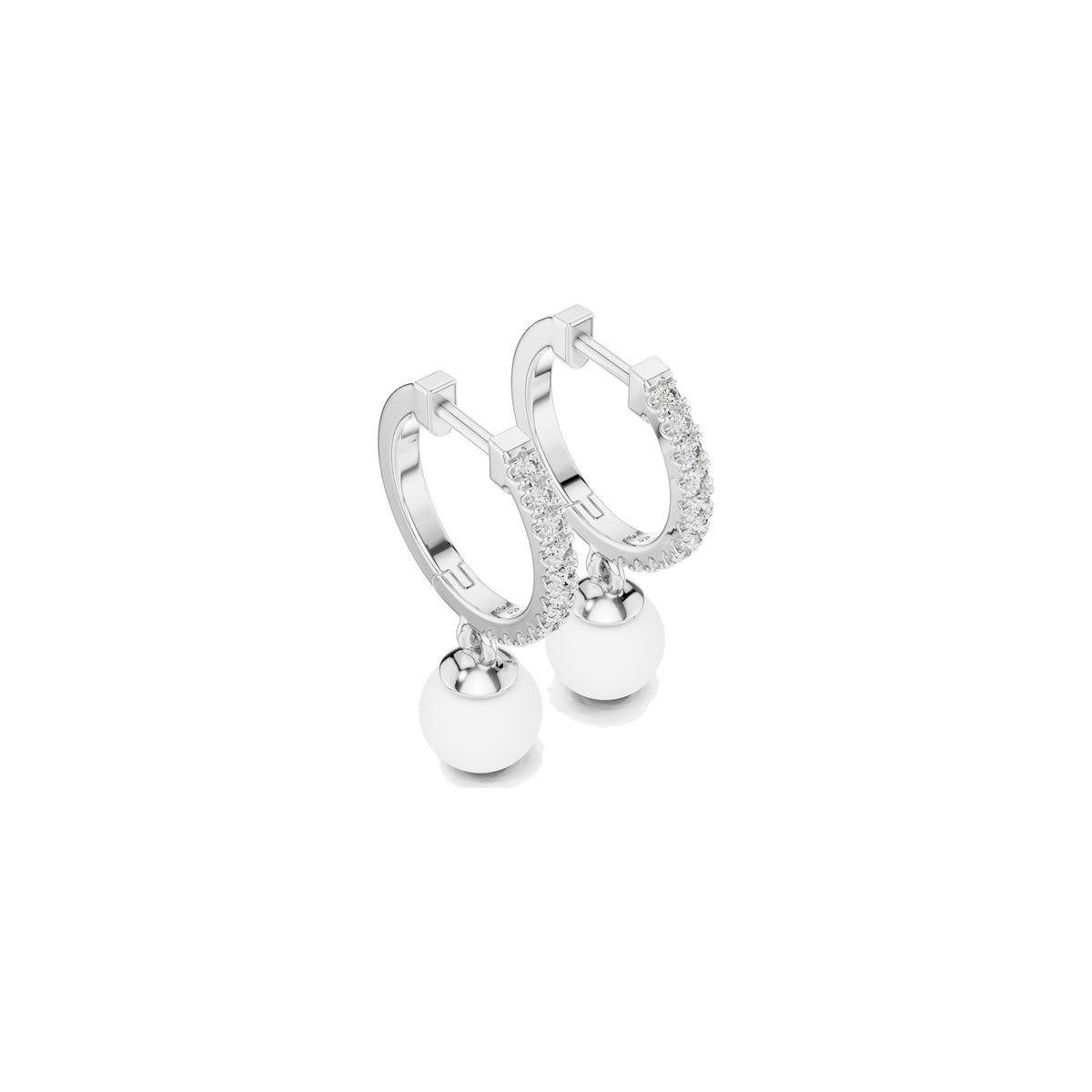 Just Below The Lobe Earrings in white gold, three-quarter view