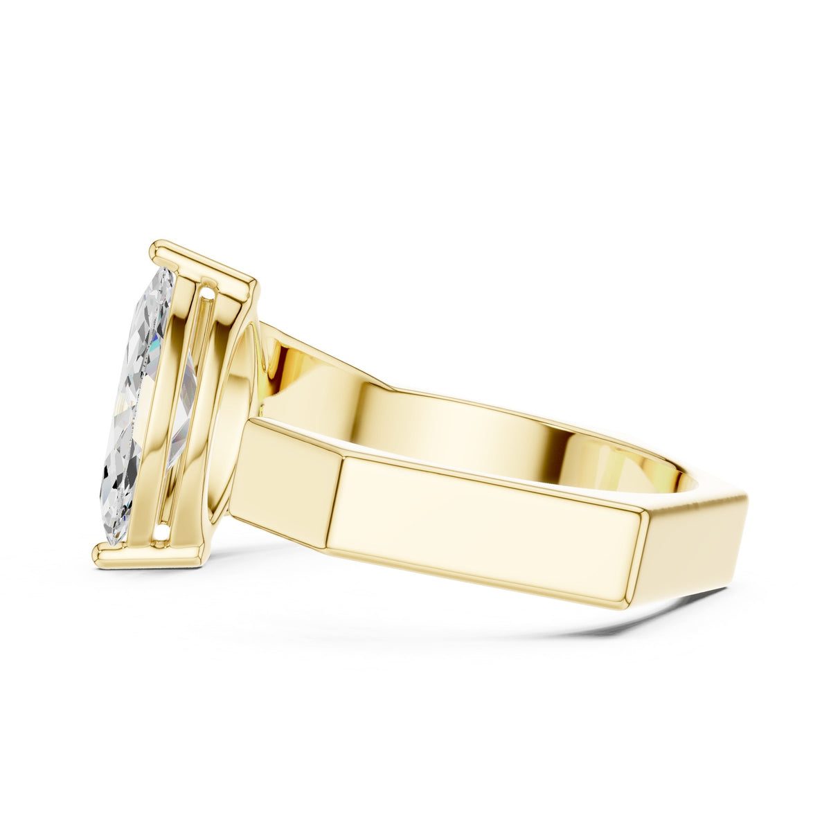 Laid Across The Finger Ring in 18KT yellow gold, side view