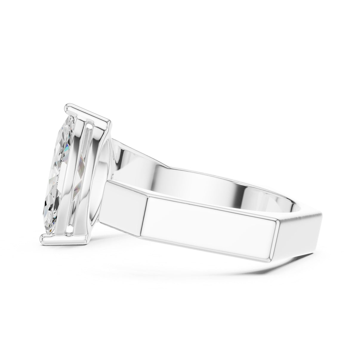 Laid Across The Finger Ring in white gold, side view
