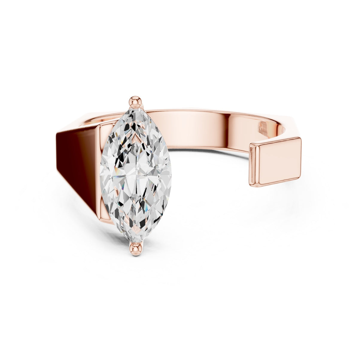 Laid Across The Finger Ring in rose gold, top view