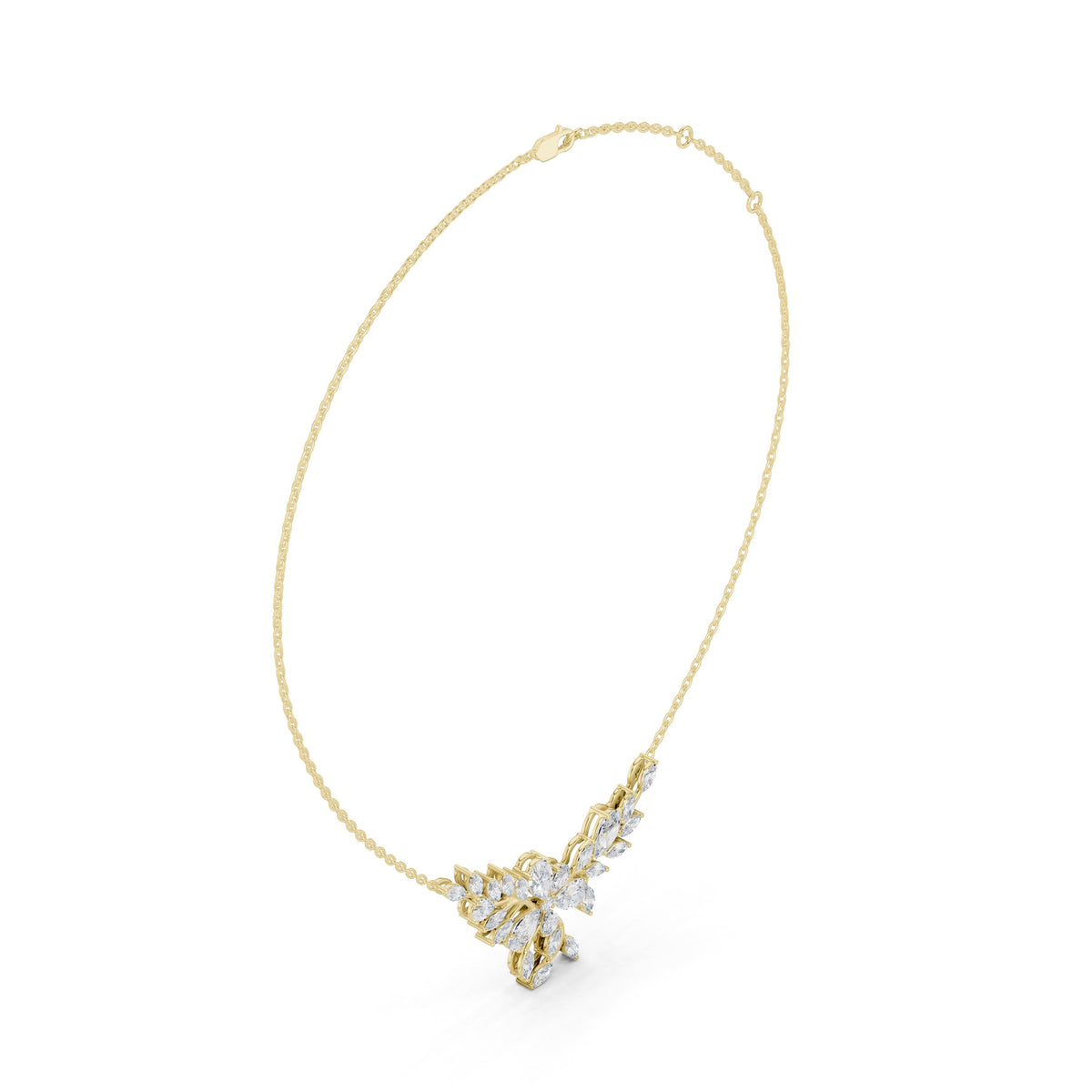 Lying Along The Collarbone Pendant in 18KT yellow gold, three-quarter view