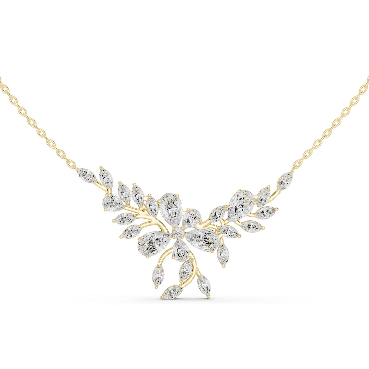Lying Along The Collarbone Pendant in 18KT yellow gold, angled view