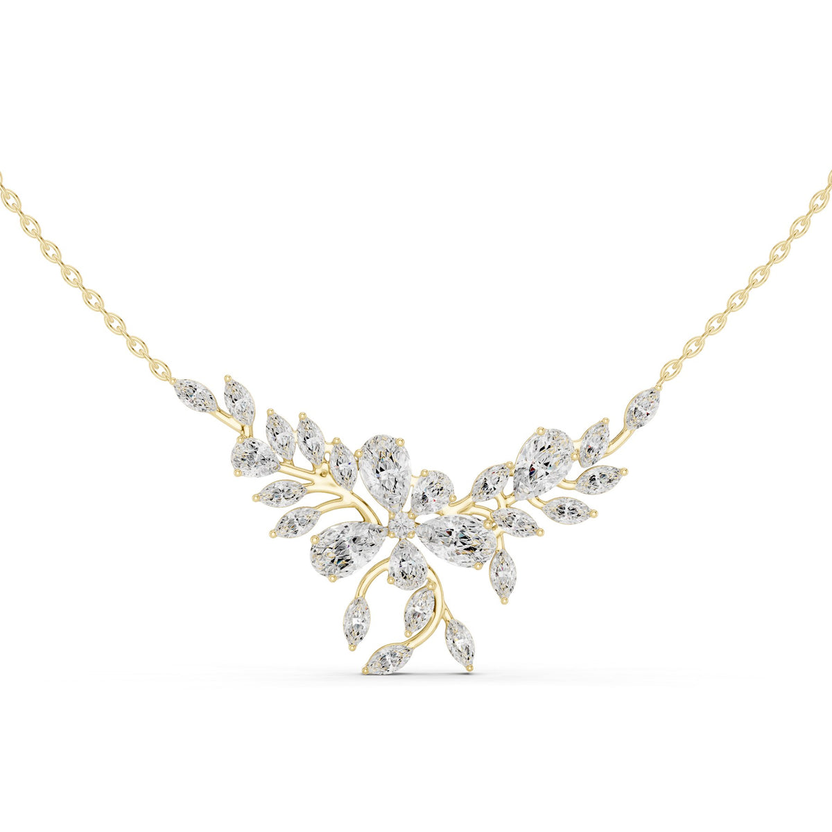Lying Along The Collarbone Pendant in 18KT yellow gold, top view
