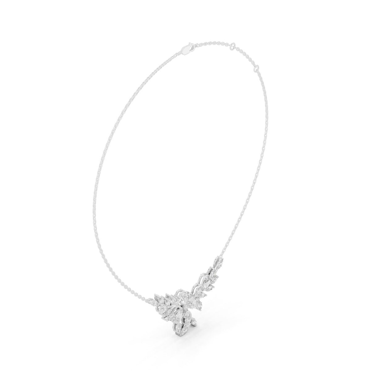 Lying Along The Collarbone Pendant in white gold, three-quarter view