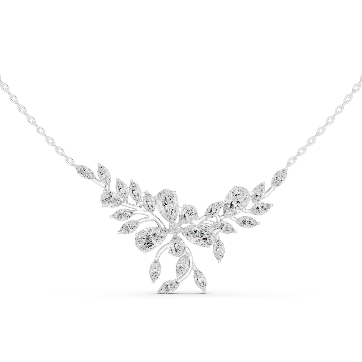 Lying Along The Collarbone Pendant in white gold, angled view