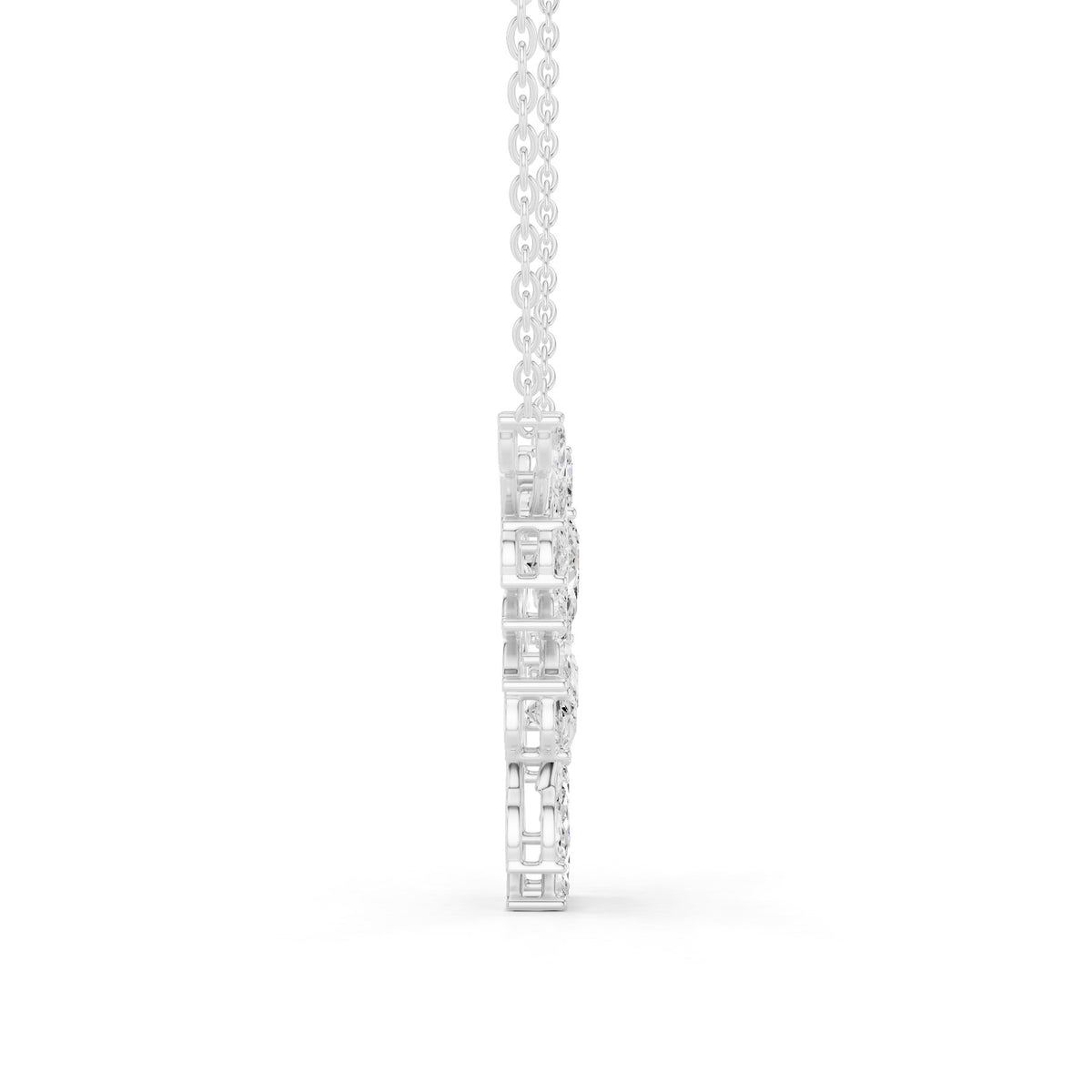 Lying Along The Collarbone Pendant in white gold, leaf detail