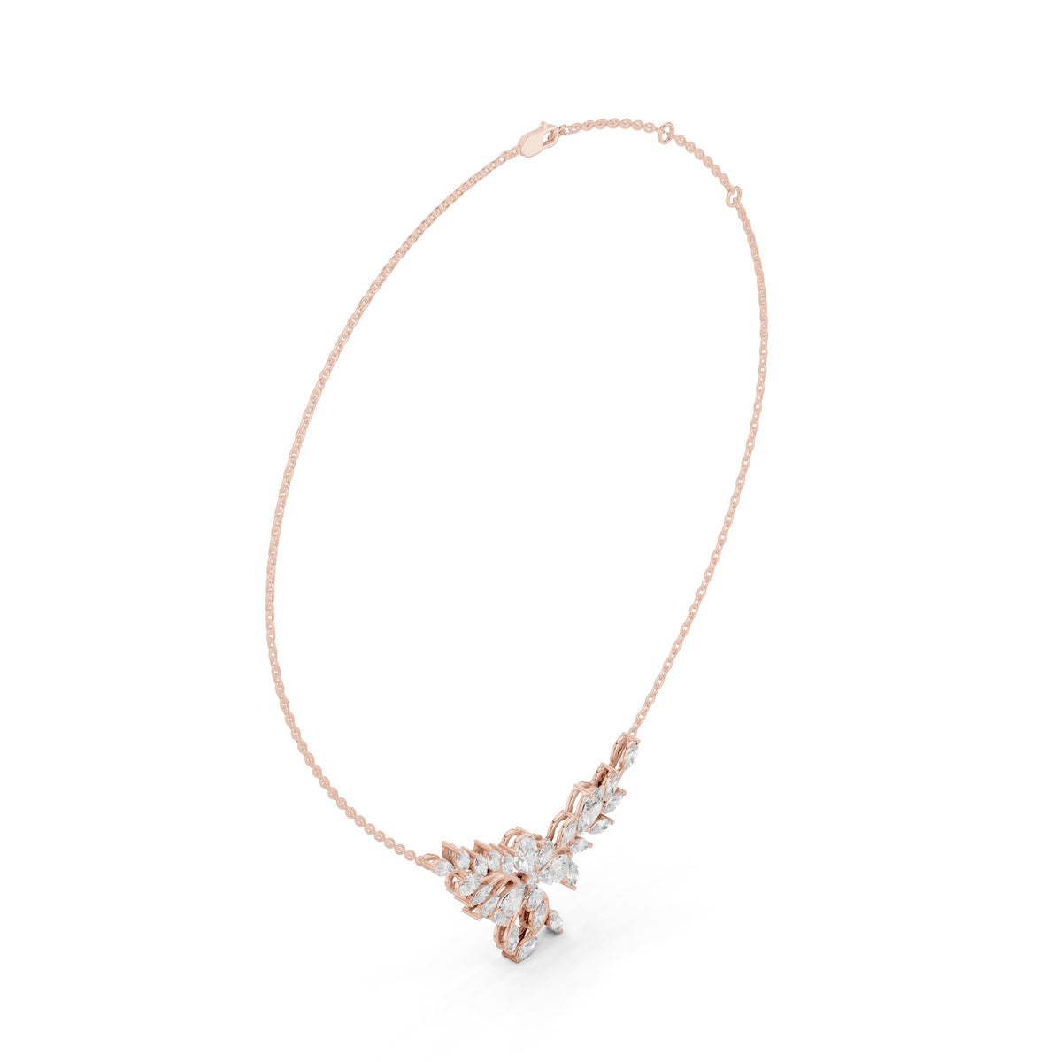 Lying Along The Collarbone Pendant in rose gold, three-quarter view