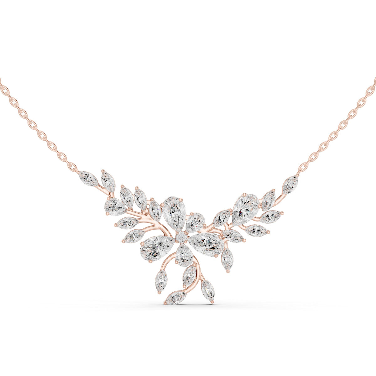 Lying Along The Collarbone Pendant in rose gold, angled view