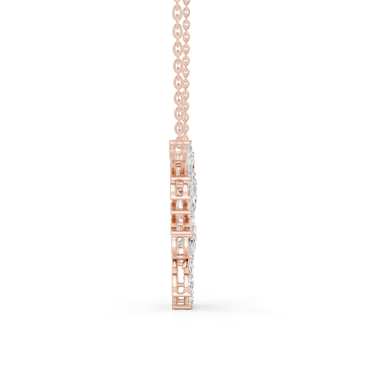 Lying Along The Collarbone Pendant in rose gold, leaf detail