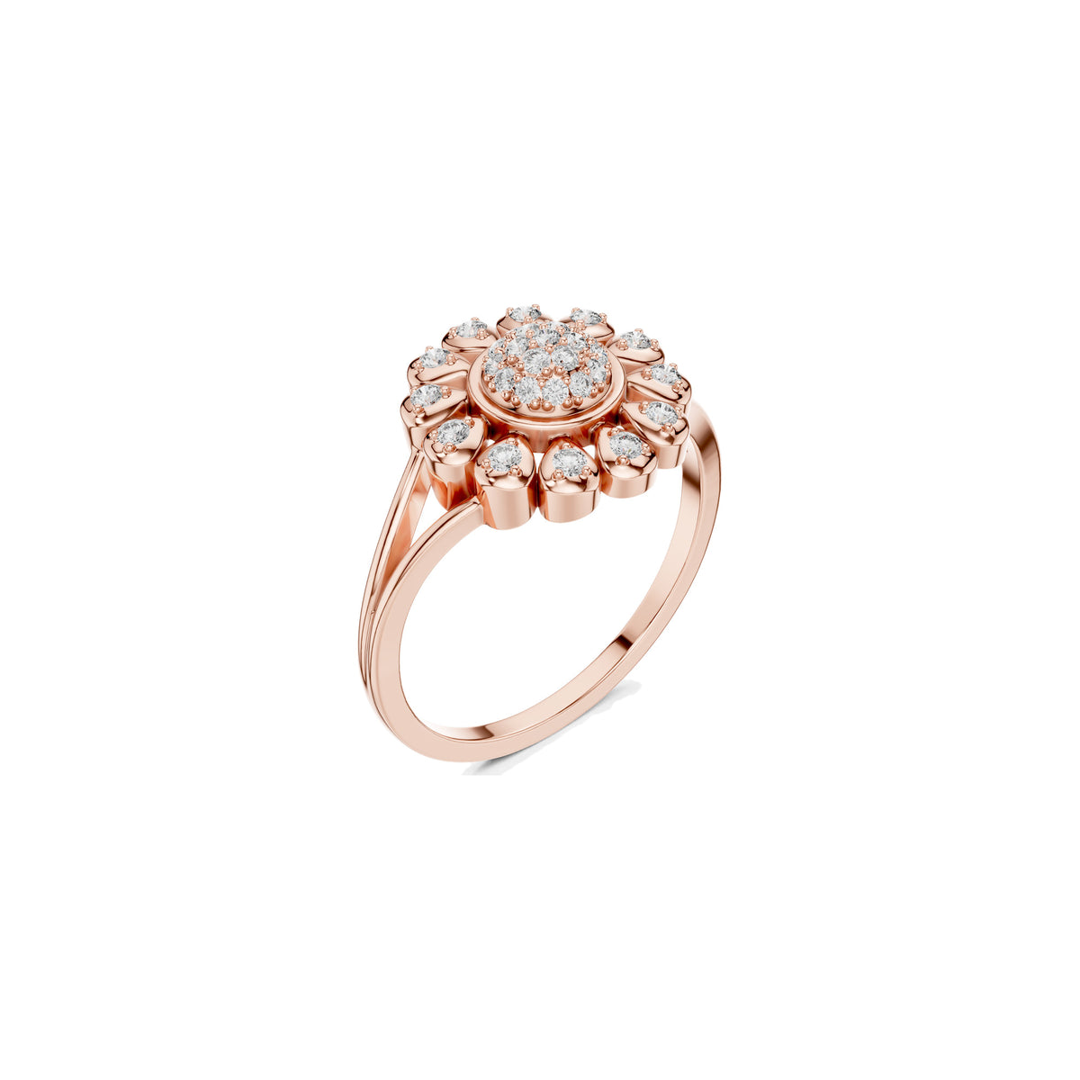 Off The Finger Ring in rose gold, three-quarter view