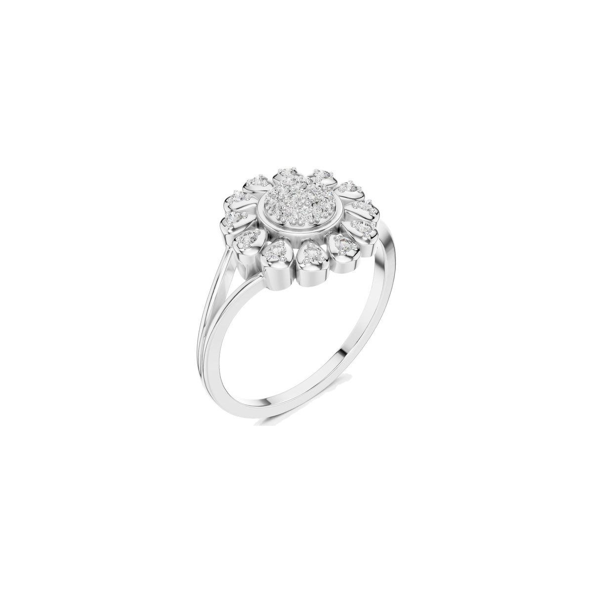 Off The Finger Ring in white gold, three-quarter view