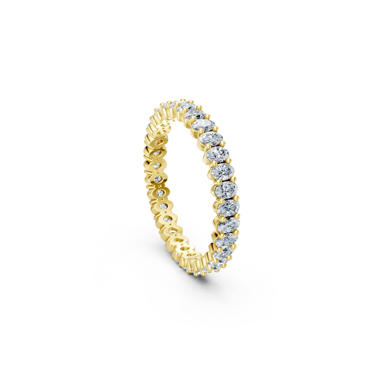 Ovals Right Round The Finger Ring in 18KT yellow gold, side view