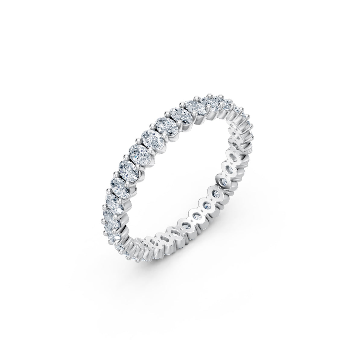 Ovals Right Round The Finger Ring in white gold, three-quarter view
