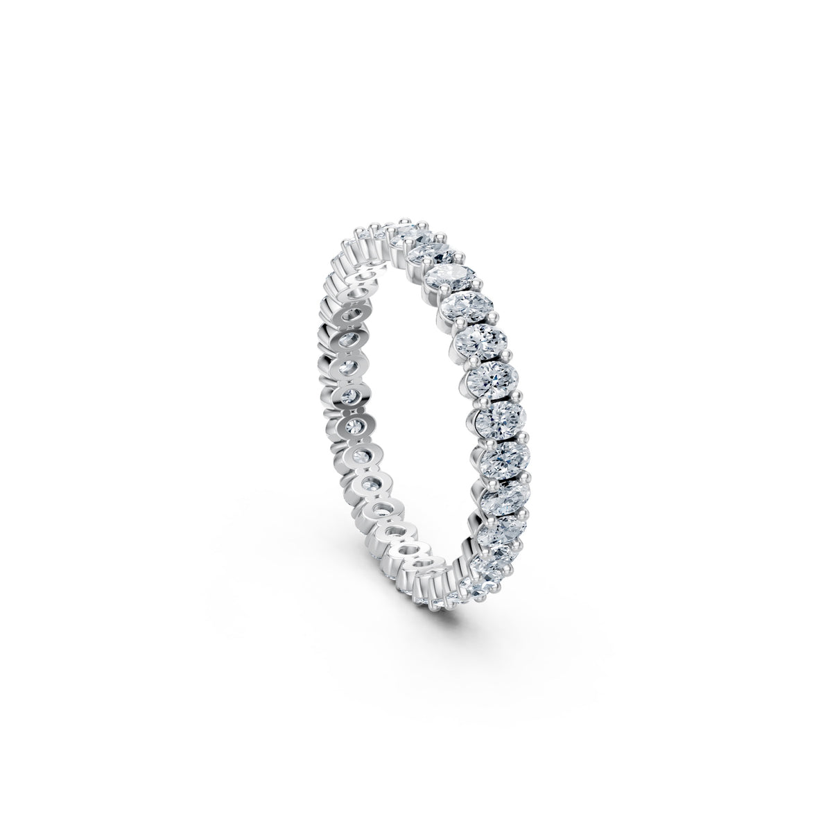 Ovals Right Round The Finger Ring in white gold, side view