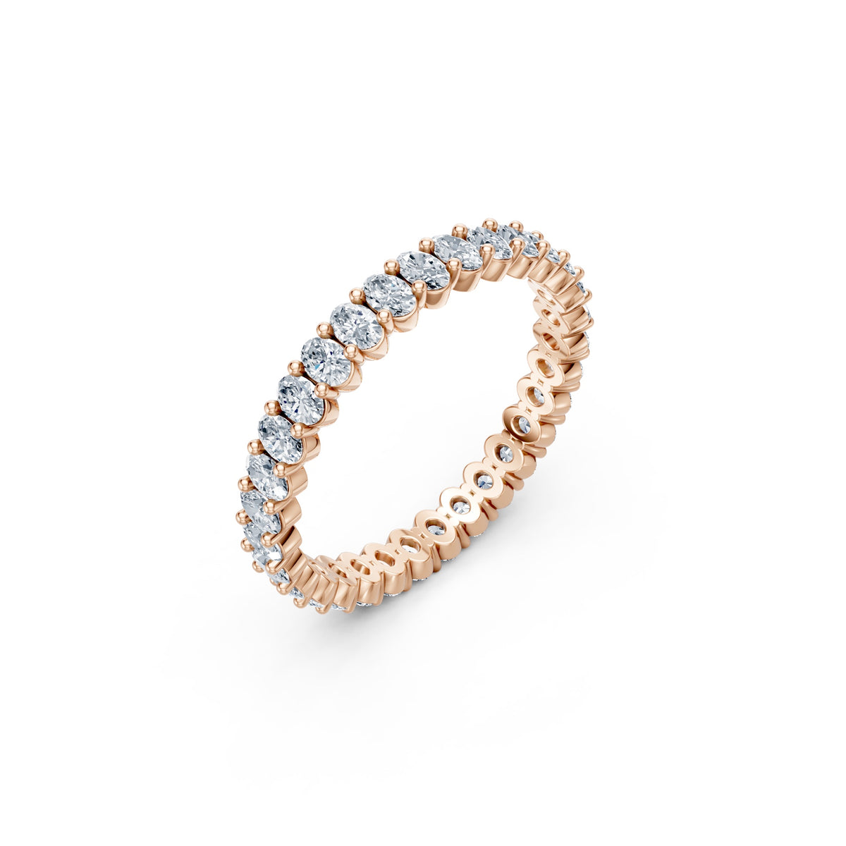 Ovals Right Round The Finger Ring in rose gold, three-quarter view