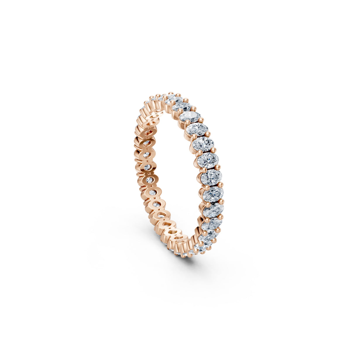 Ovals Right Round The Finger Ring in rose gold, side view