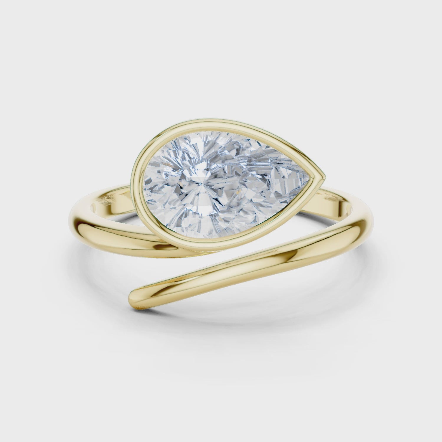 Swept Over The Finger Ring turning, 18KT yellow gold