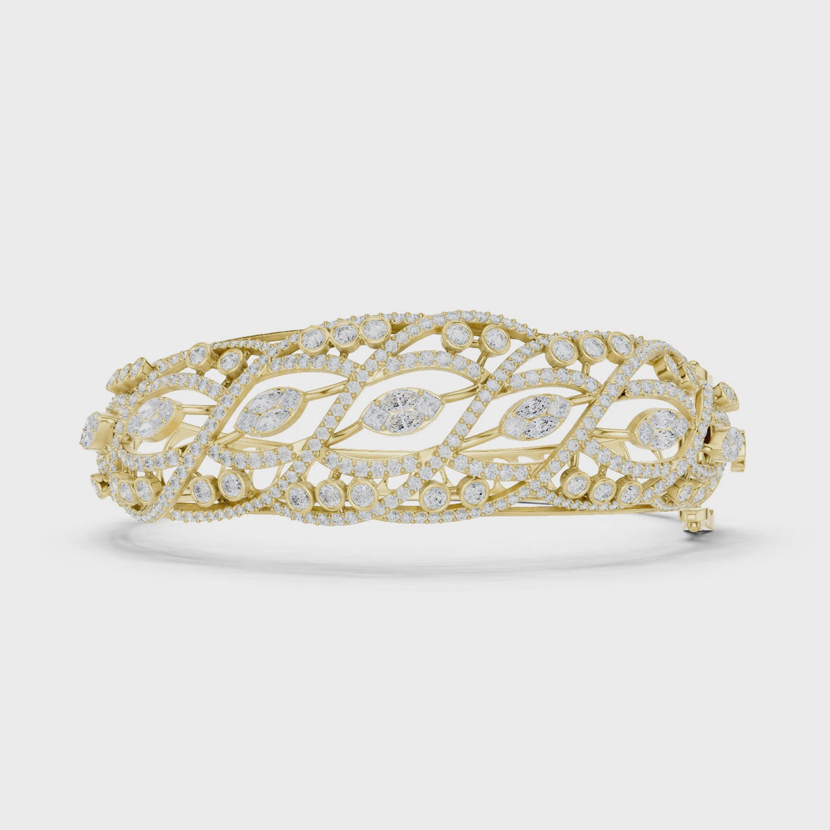 Wide On The Wrist Bangle turning, 18KT yellow gold
