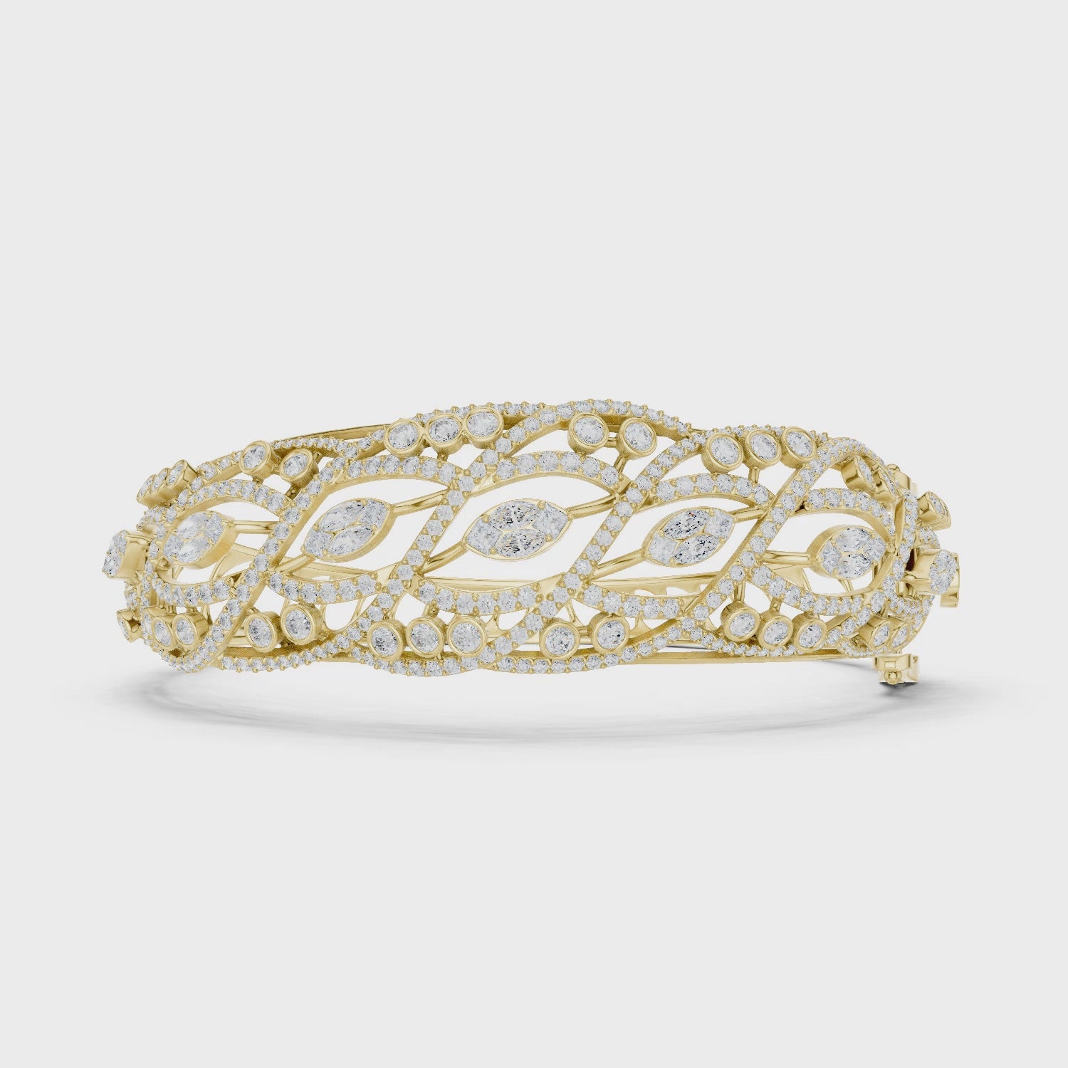 Wide On The Wrist Bangle turning, 18KT yellow gold