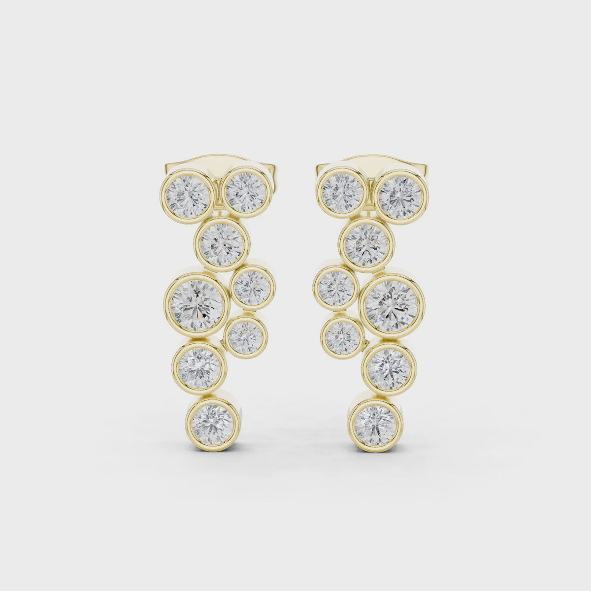 Down The Lobe Earrings turning, 18KT yellow gold