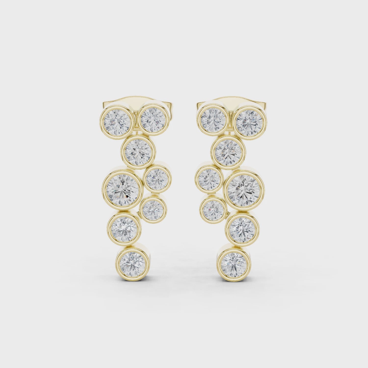 Down The Lobe Earrings turning, 18KT yellow gold