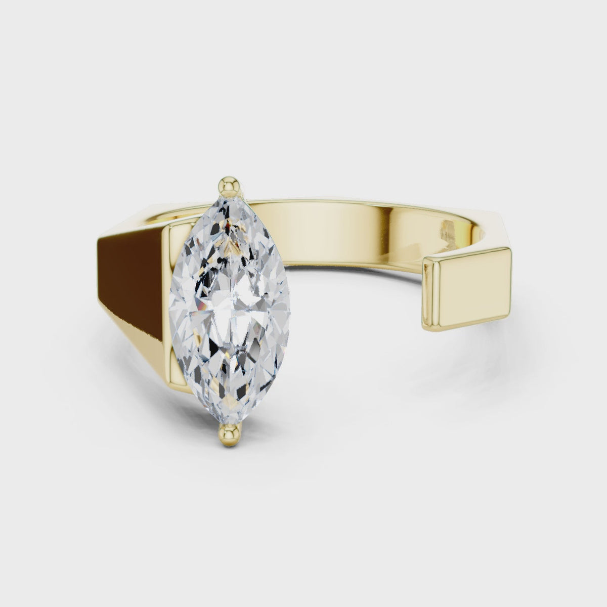 Laid Across The Finger Ring turning, 18KT yellow gold