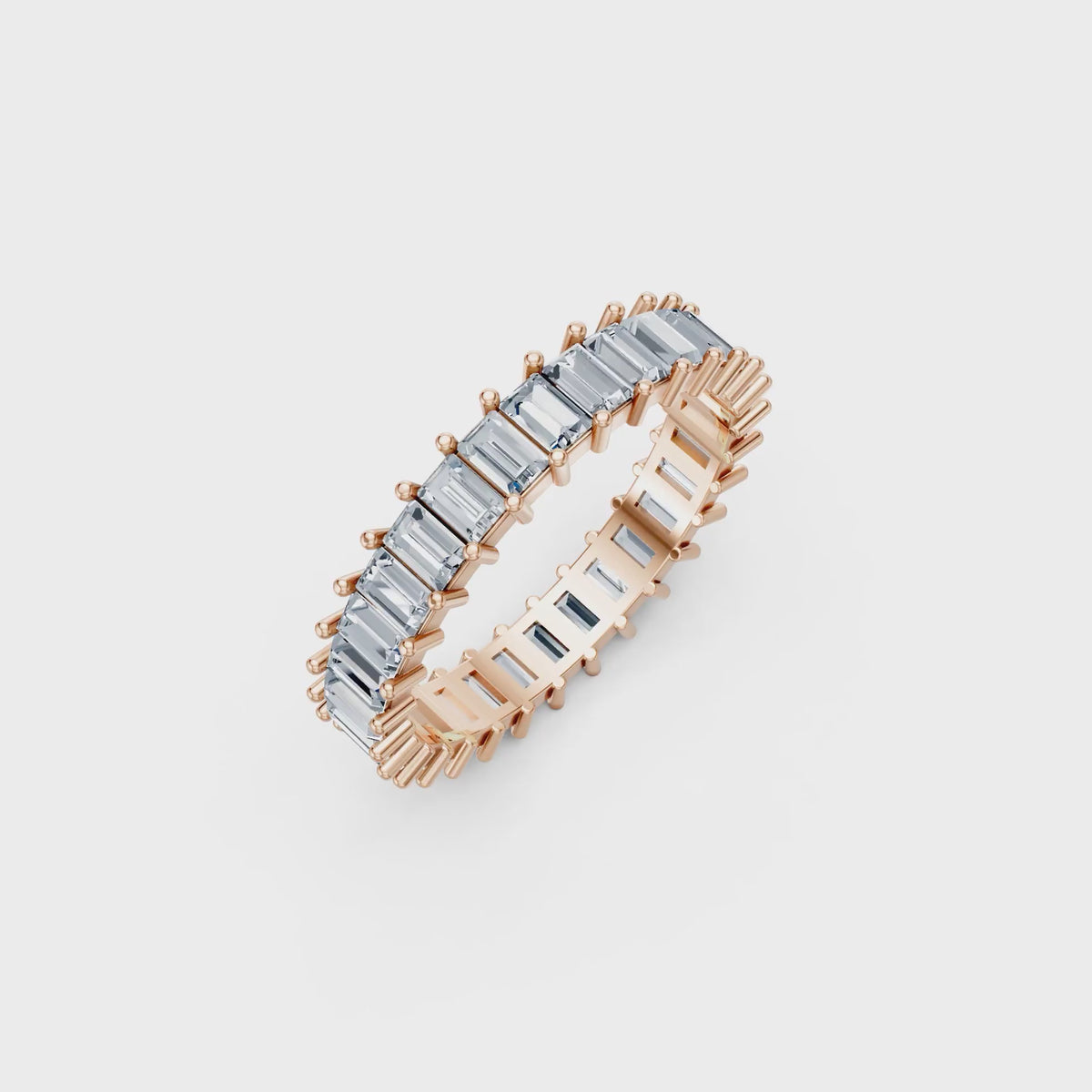 Baguettes Right Round The Finger Ring turning, rose gold