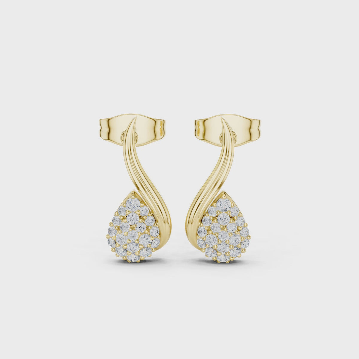 Curled On The Lobe Earrings turning, 18KT yellow gold