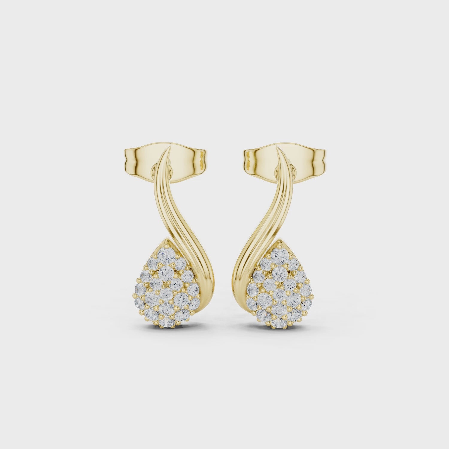 Curled On The Lobe Earrings turning, 18KT yellow gold