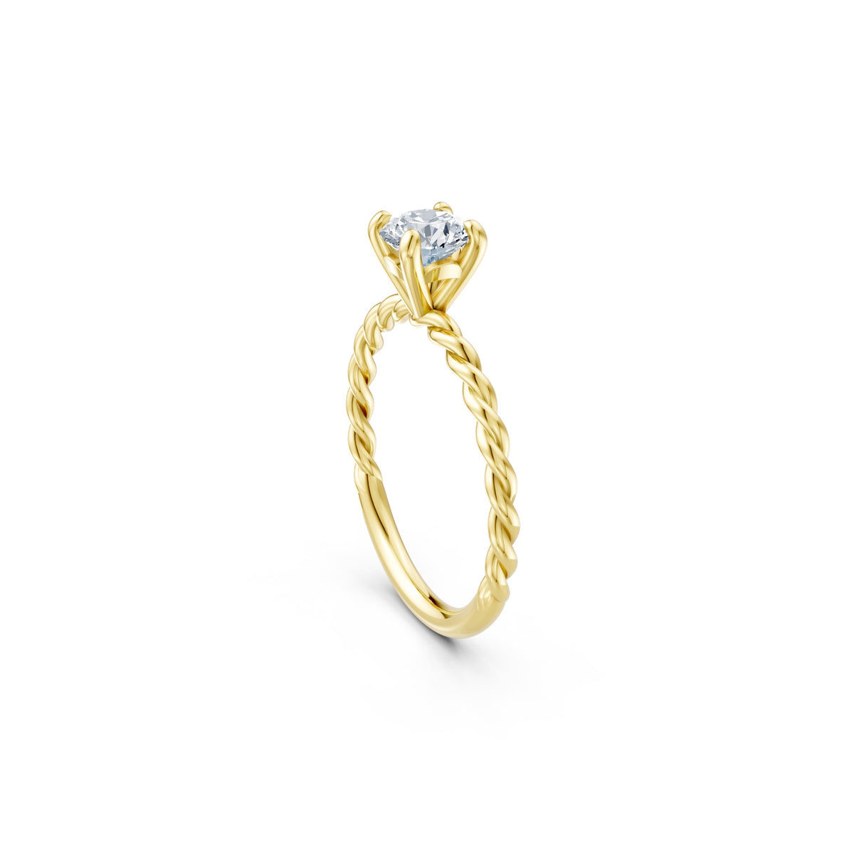 Raised Off The Finger Ring in 18KT yellow gold, side view