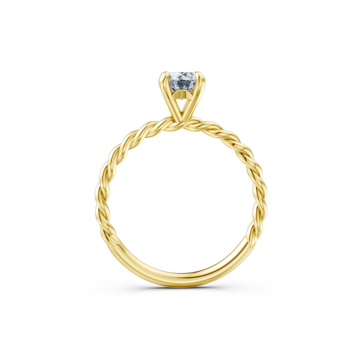 Raised Off The Finger Ring in 18KT yellow gold, front view