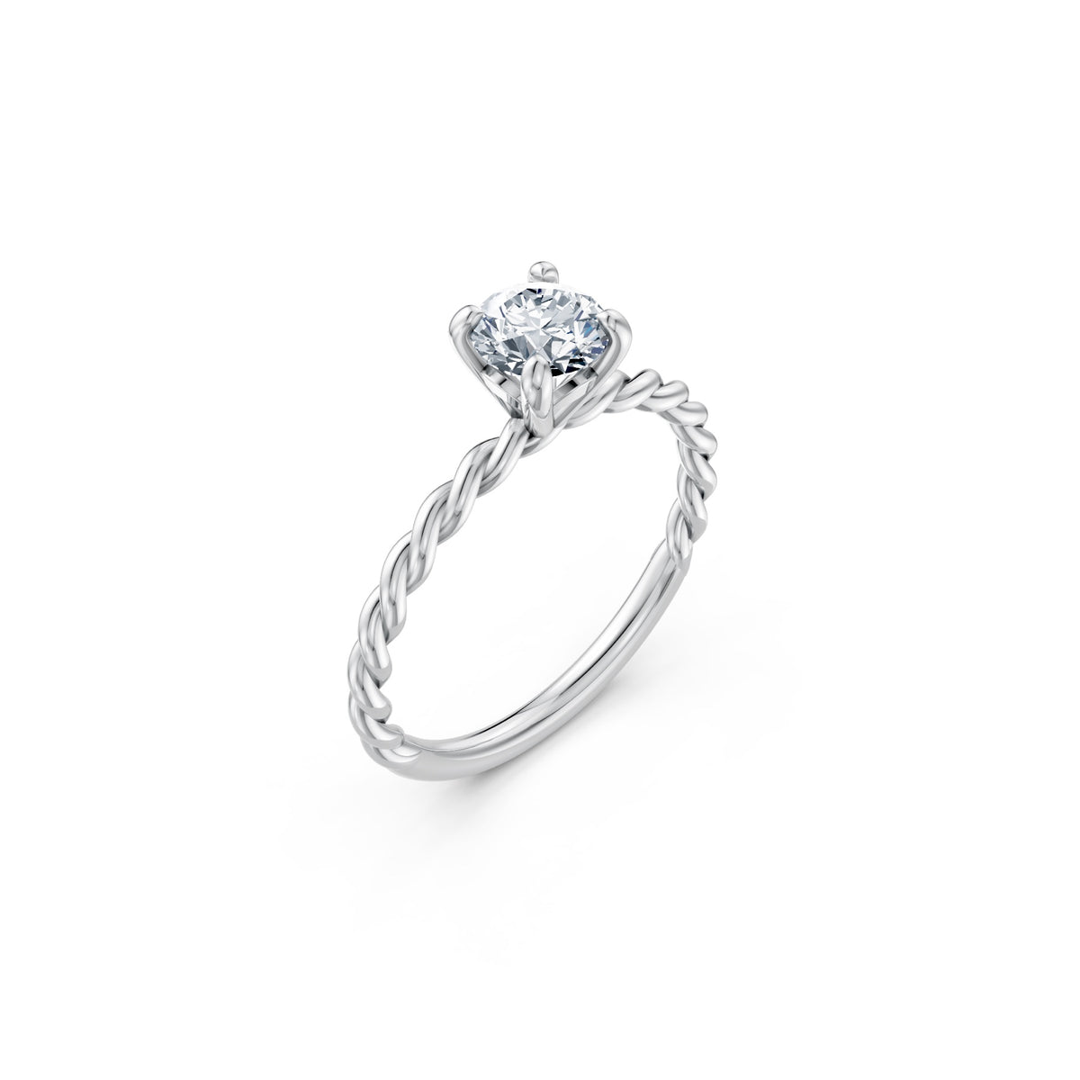 Raised Off The Finger Ring in white gold, three-quarter view