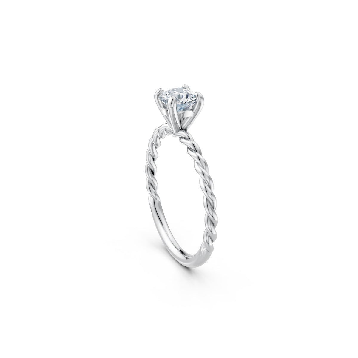 Raised Off The Finger Ring in white gold, side view