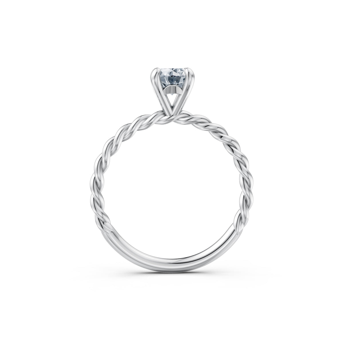 Raised Off The Finger Ring in white gold, front view