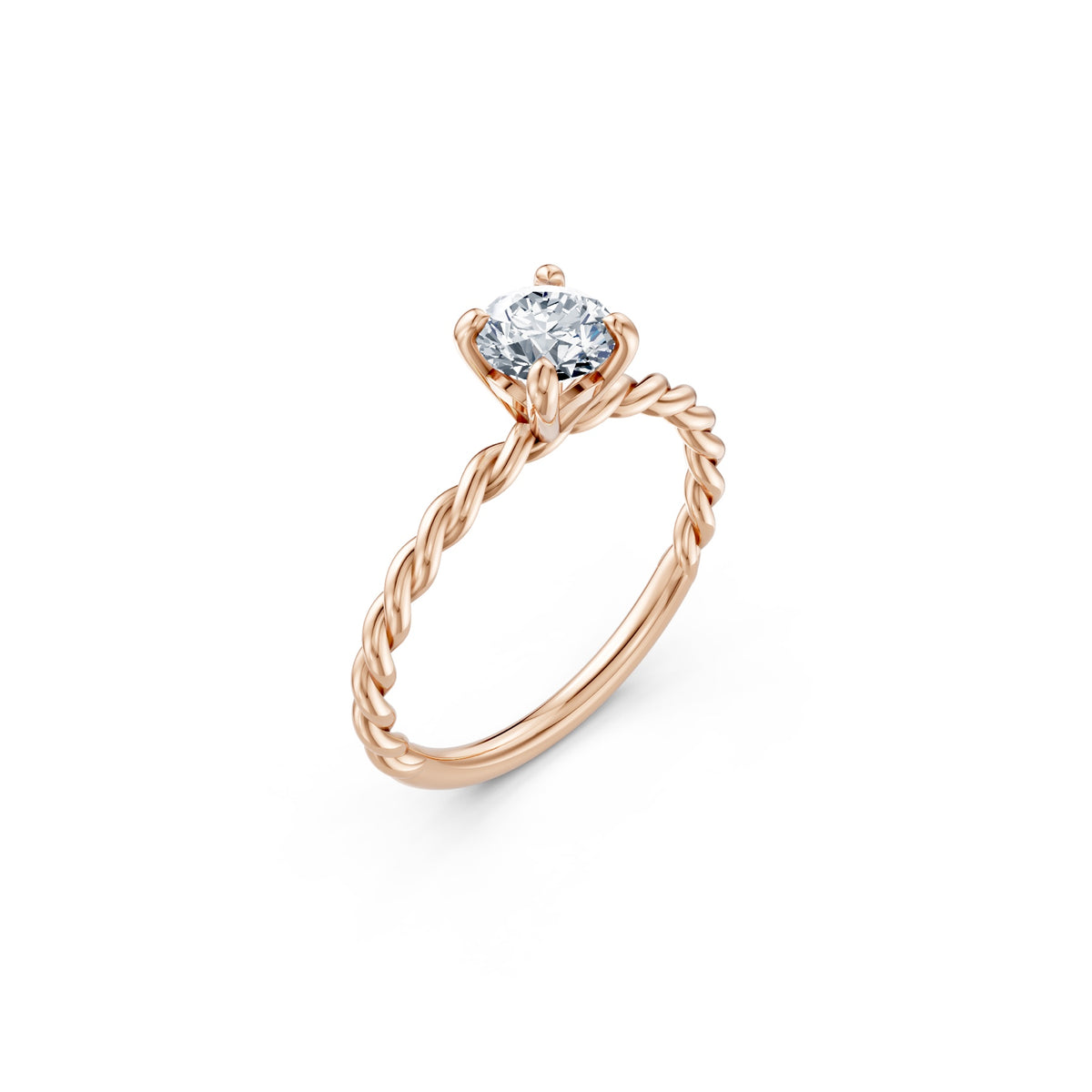 Raised Off The Finger Ring in rose gold, three-quarter view