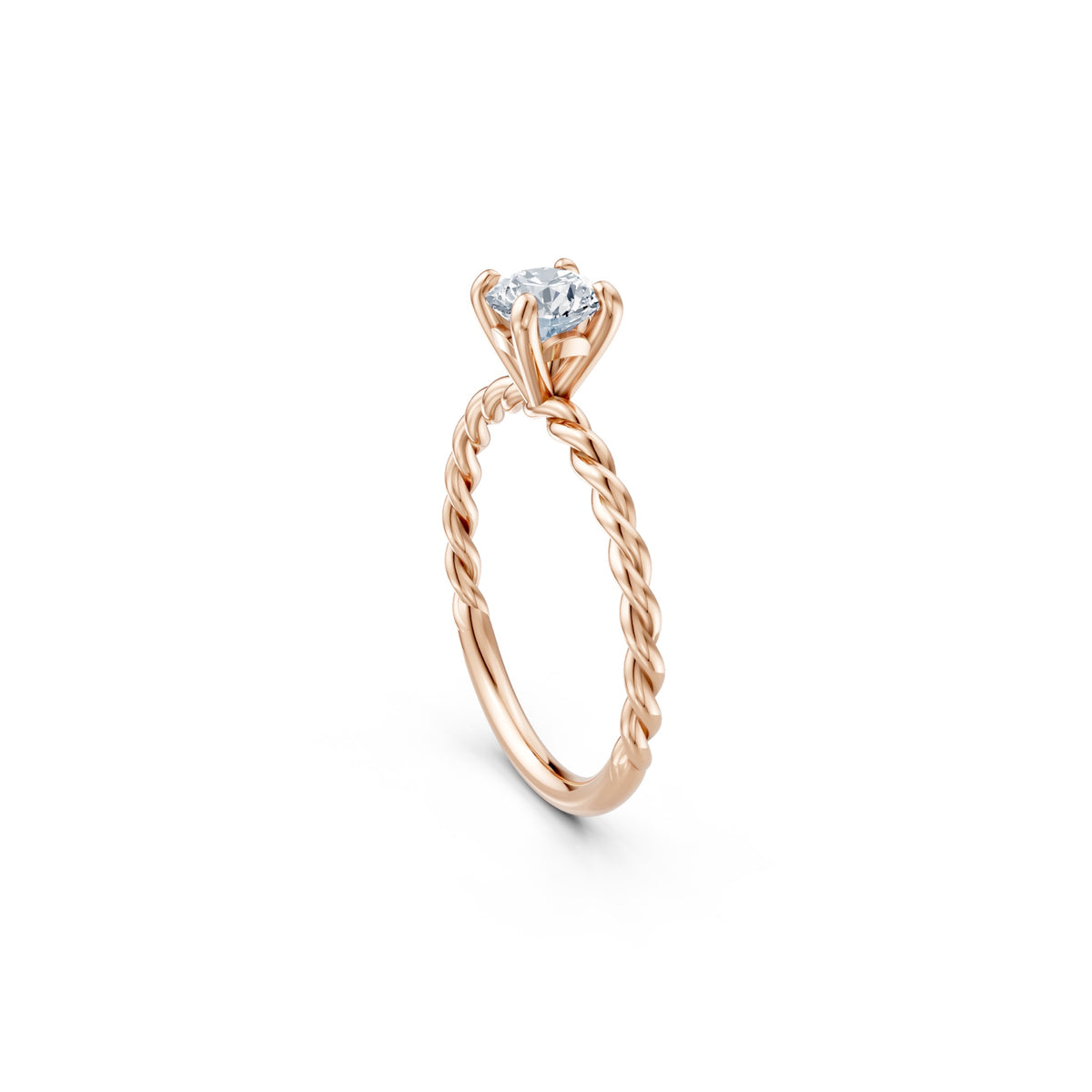 Raised Off The Finger Ring in rose gold, side view