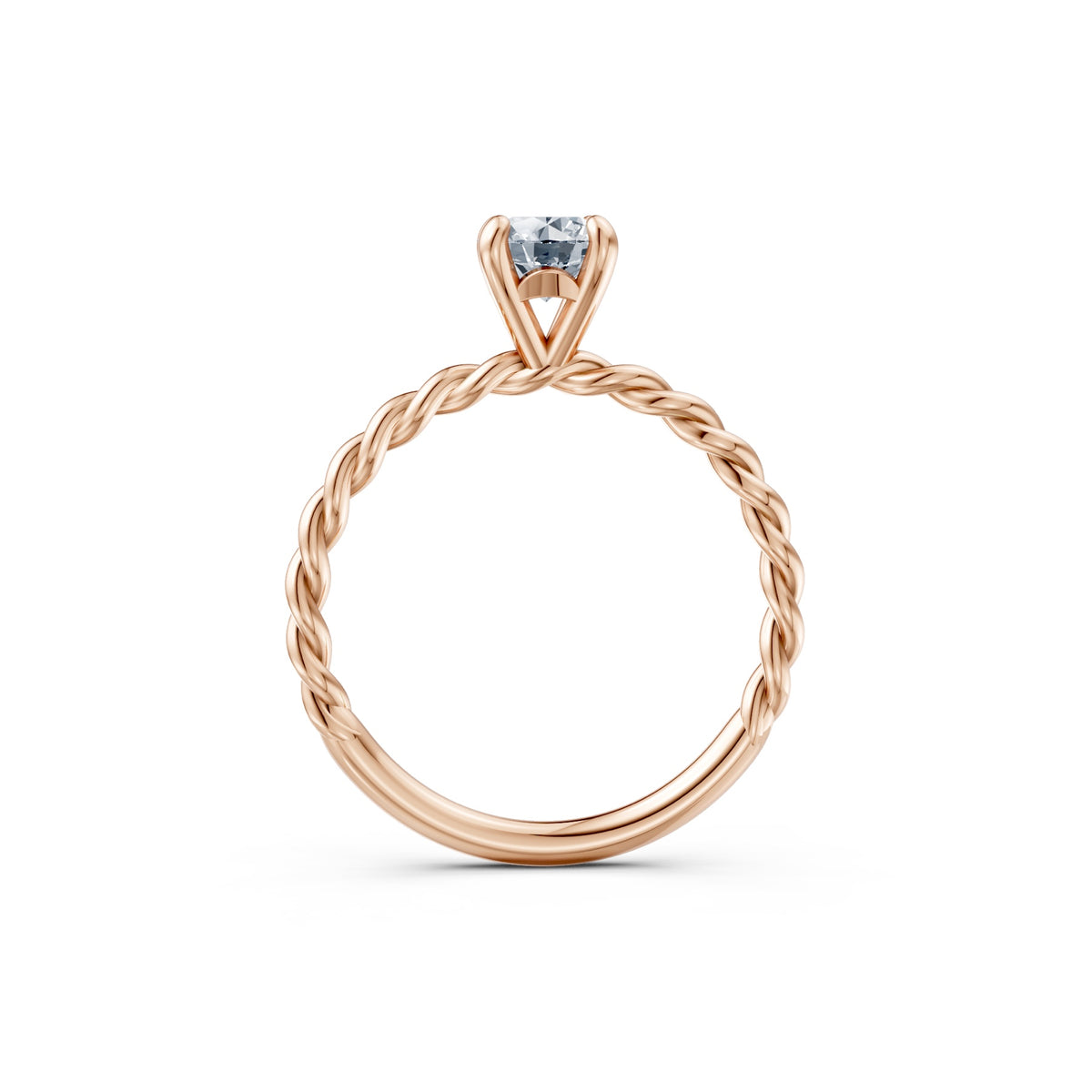 Raised Off The Finger Ring in rose gold, front view