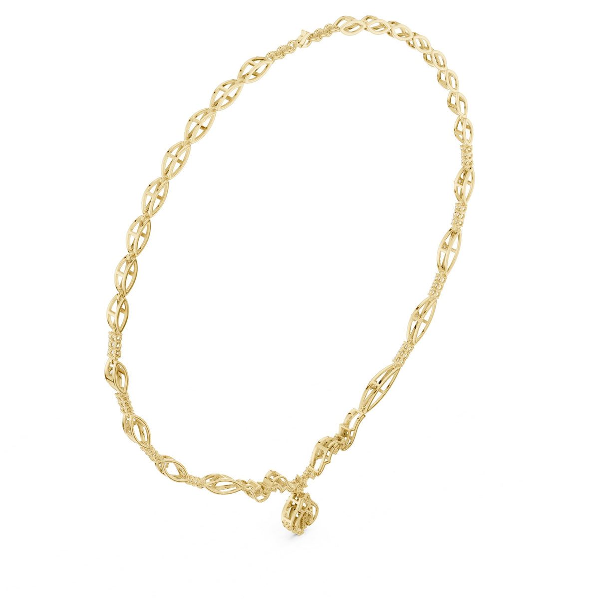 Round The Throat Necklace in 18KT yellow gold, angled view