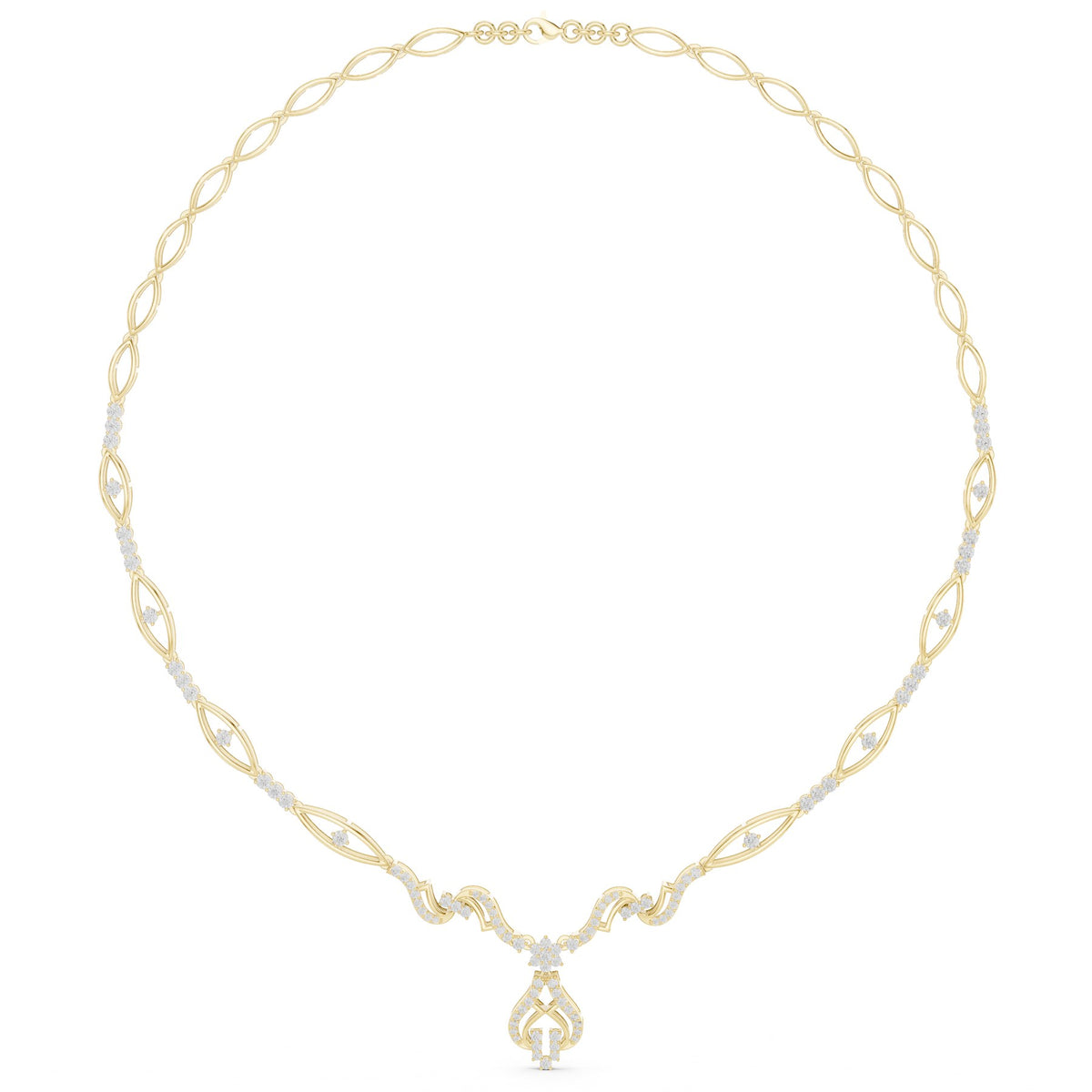 Round The Throat Necklace in 18KT yellow gold, link detail