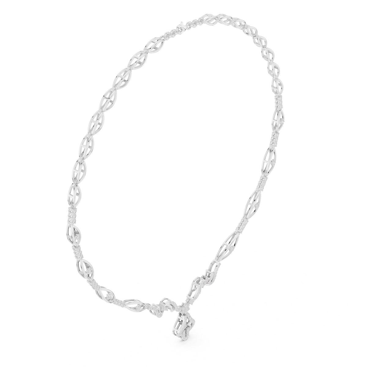 Round The Throat Necklace in white gold, three-quarter view