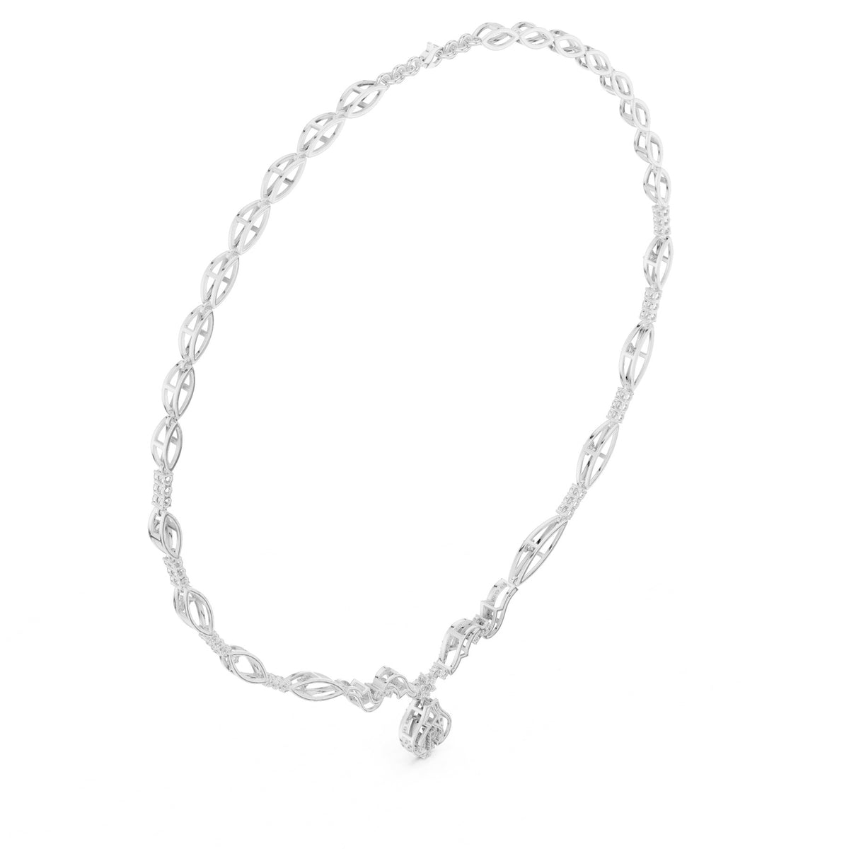 Round The Throat Necklace in white gold, angled view