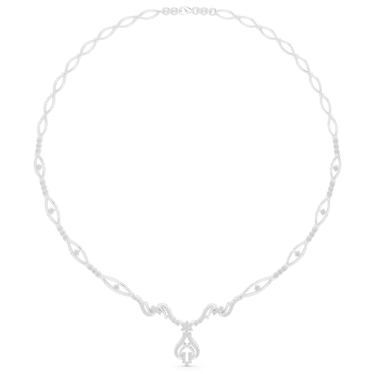 Round The Throat Necklace in white gold, link detail