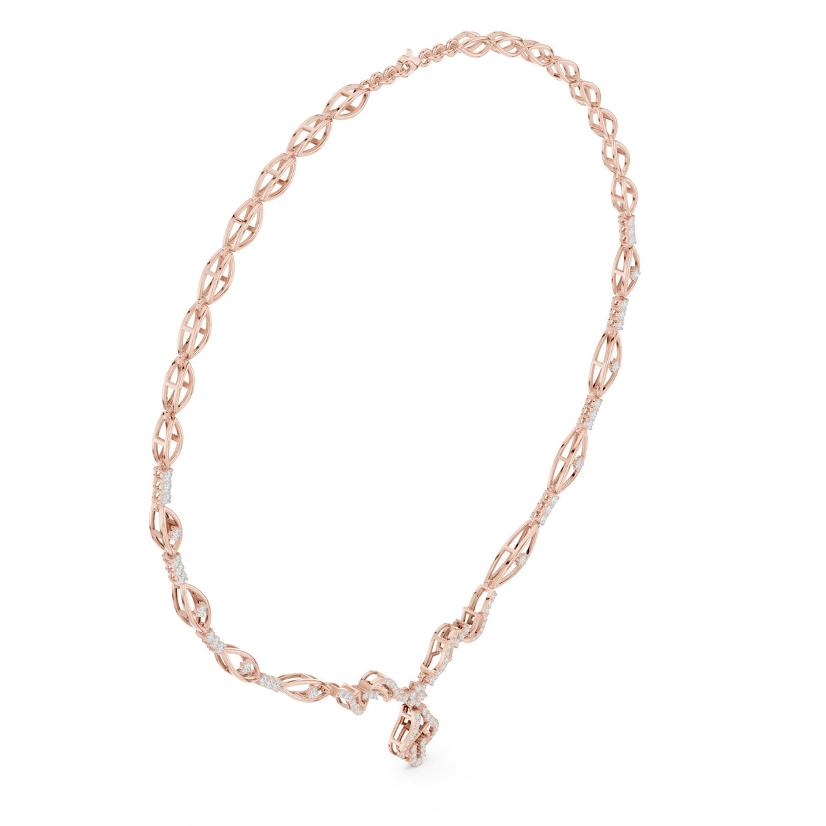 Round The Throat Necklace in rose gold, three-quarter view