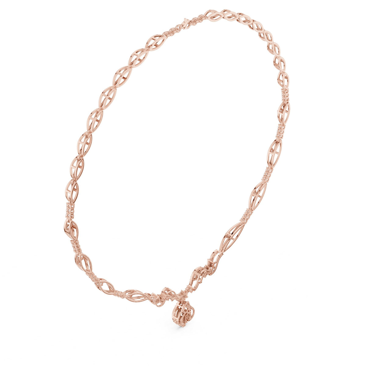 Round The Throat Necklace in rose gold, angled view